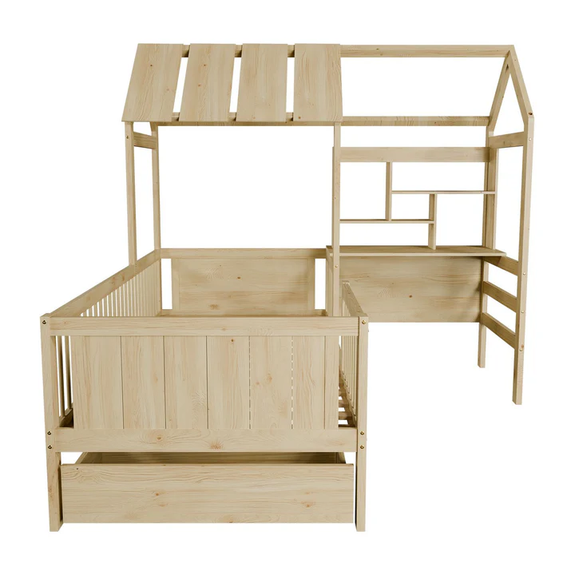 Kinderbed Yari - Incl. Tafel en Lade - Naturel - Afbeelding 5