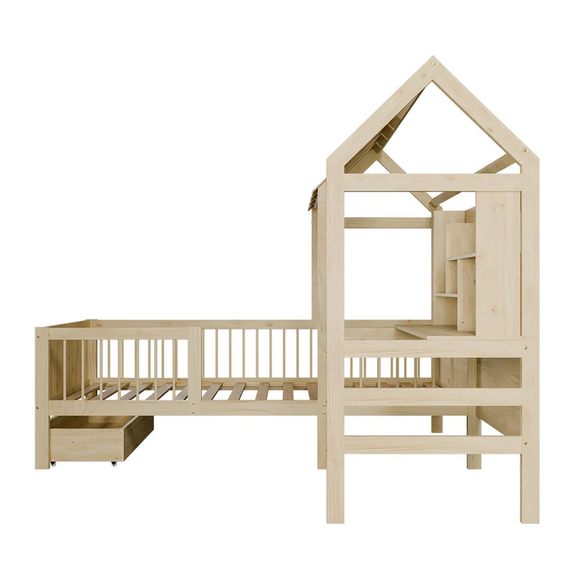 Kinderbed Yari - Incl. Tafel en Lade - Naturel - Afbeelding 4