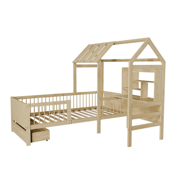 Kinderbed Yari - Incl. Tafel en Lade - Naturel - Afbeelding 1