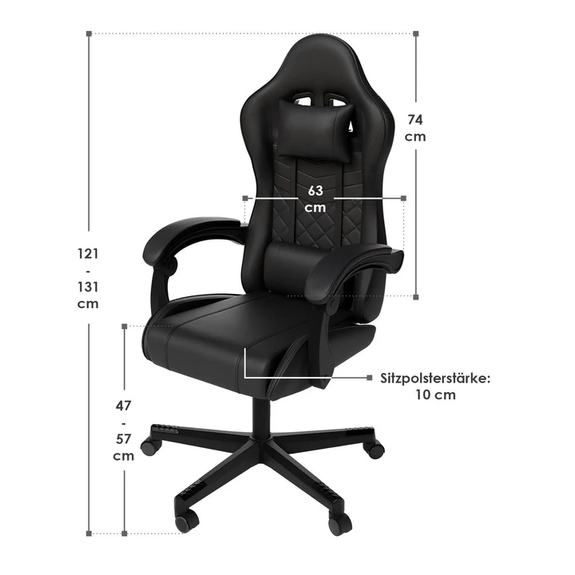 Gamingstoel / Bureaustoel HyperSeat - Zwart - Afbeelding 7