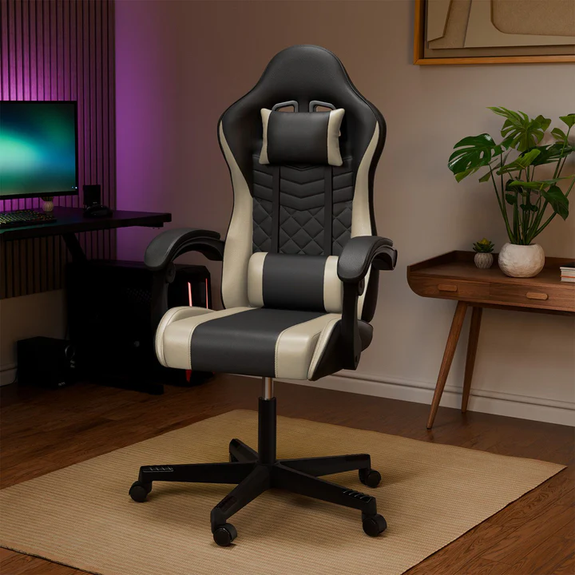 Gamingstoel / Bureaustoel HyperSeat - Zwart / Beige - Afbeelding 5