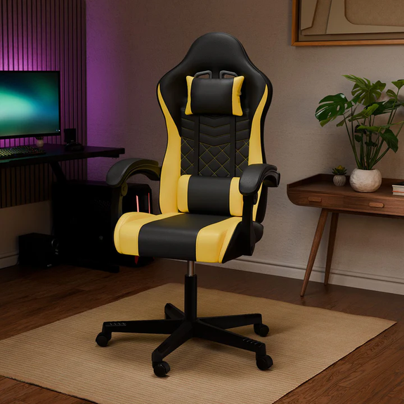 Gamingstoel / Bureaustoel HyperSeat - Zwart / Geel - Afbeelding 2