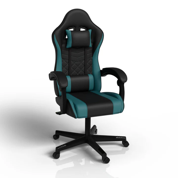 Gamingstoel / Bureaustoel HyperSeat - Zwart / Turquoise - Afbeelding 1