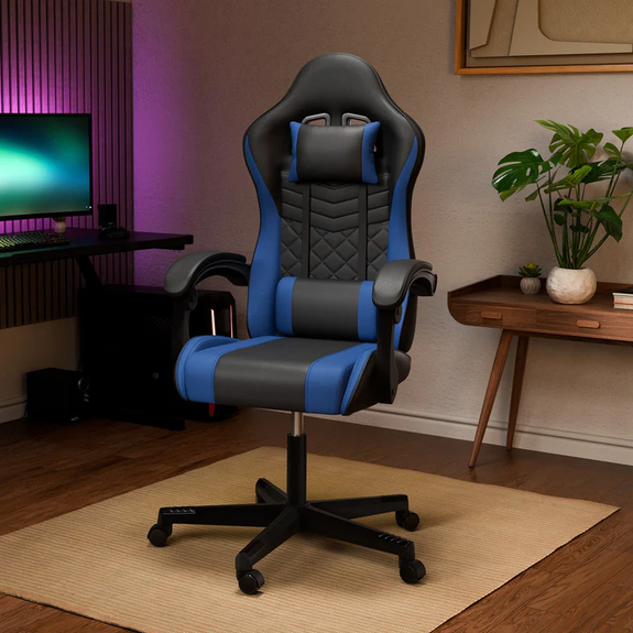Gamingstoel / Bureaustoel HyperSeat - Zwart / Blauw - Afbeelding 2