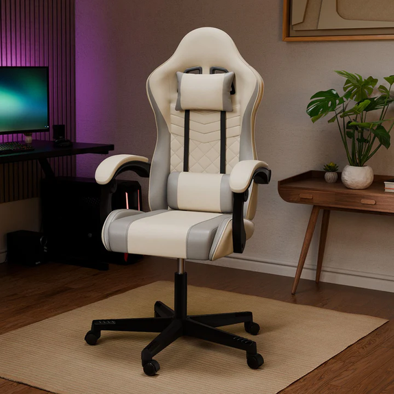 Gamingstoel / Bureaustoel HyperSeat - Beige / Lichtgrijs - Afbeelding 2