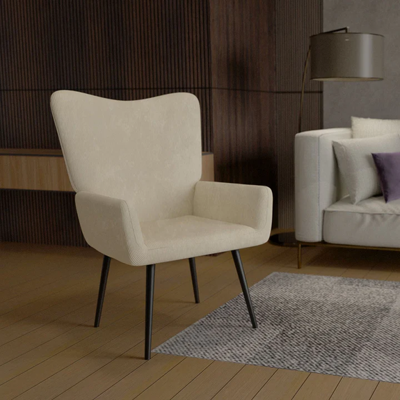 Oorfauteuil / Relaxfauteuil Odense - Beige - Corduroy Stof - Afbeelding 2