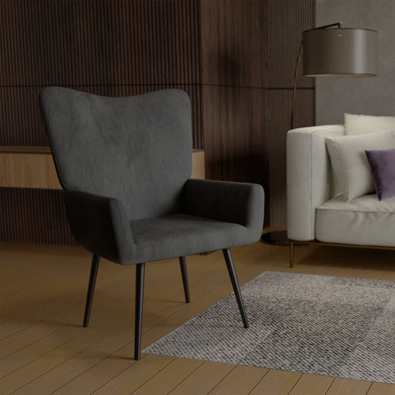 Oorfauteuil / Relaxfauteuil Odense - Grijs - Corduroy Stof - Afbeelding 2