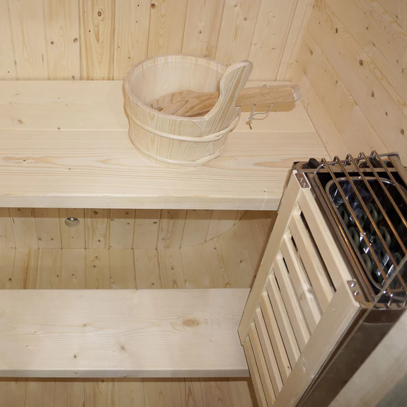 Vierkante Barrelsauna Nolvik - Incl. Toebehoren - 120x128 x194 cm - Afbeelding 4