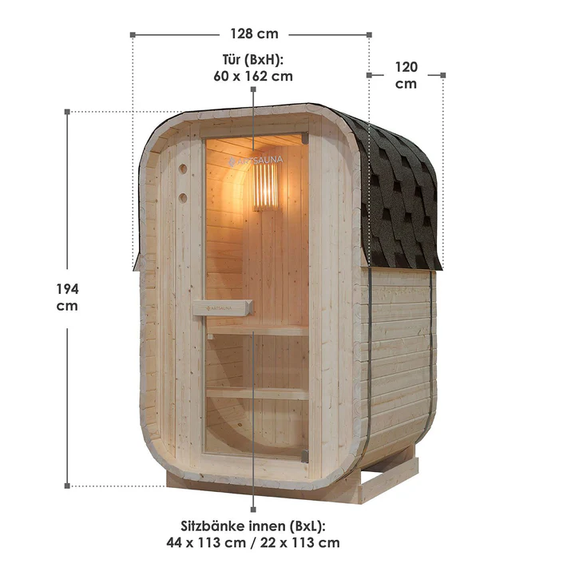 Vierkante Barrelsauna Nolvik - Incl. Toebehoren - 120x128 x194 cm - Afbeelding 7