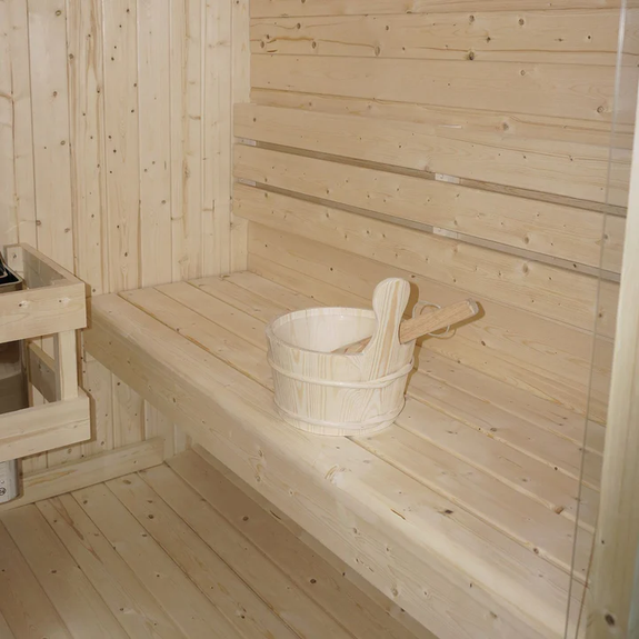 Vierkante Barrelsauna Nolvik - Incl. Toebehoren - 180x185 x194 cm - Afbeelding 4