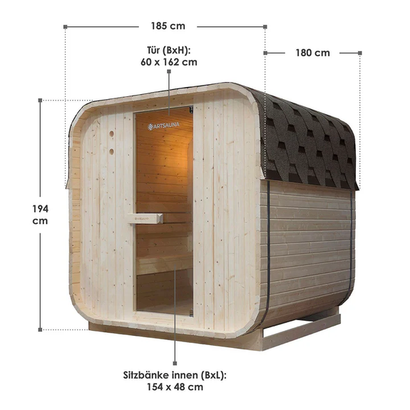 Vierkante Barrelsauna Nolvik - Incl. Toebehoren - 180x185 x194 cm - Afbeelding 7