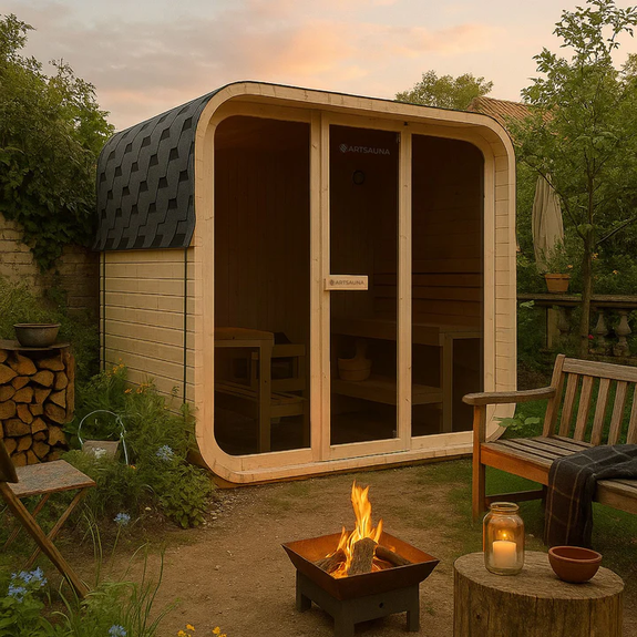 Vierkante Barrelsauna / Sauna Fjora - 6 personen - Incl. accessoires - Afbeelding 2