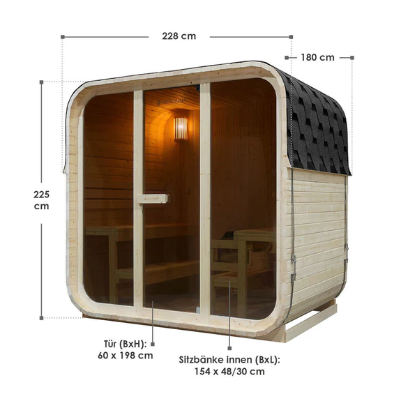 Vierkante Barrelsauna / Sauna Fjora - 6 personen - Incl. accessoires - Afbeelding 7
