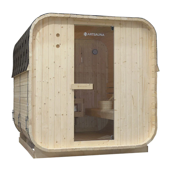 Vierkante Barrelsauna Nolvik - Incl. Toebehoren - 220x185 x194 cm - Afbeelding 6