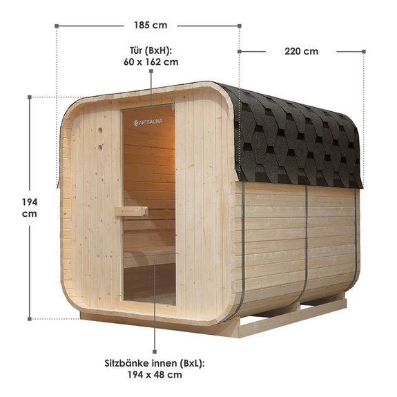 Vierkante Barrelsauna Nolvik - Incl. Toebehoren - 220x185 x194 cm - Afbeelding 7