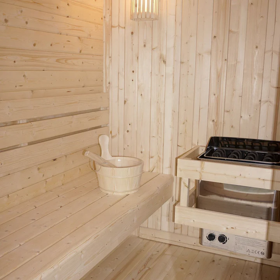 Vierkante Barrelsauna Nolvik - Incl. Toebehoren - 220x185 x194 cm - Afbeelding 4