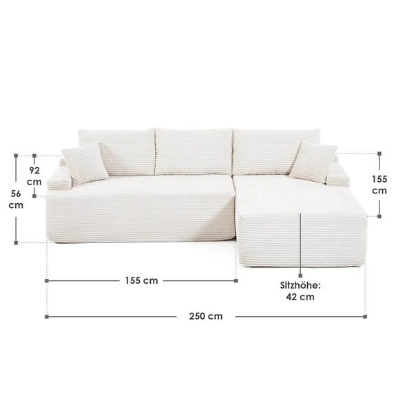 Coredo Bank - Corduroy bekleding - Rechts - Crème - Afbeelding 7