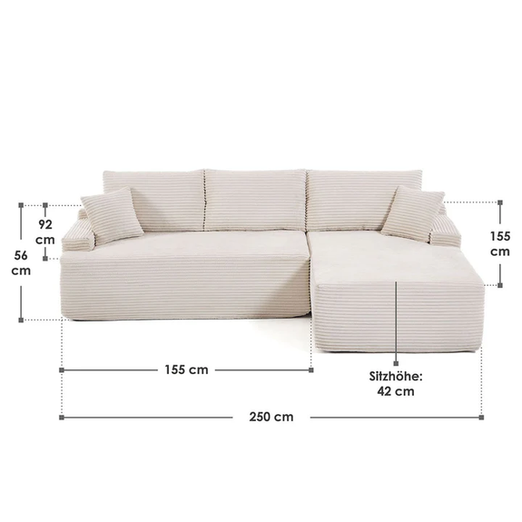 Coredo Bank - Corduroy bekleding - Rechts - Beige - Afbeelding 7