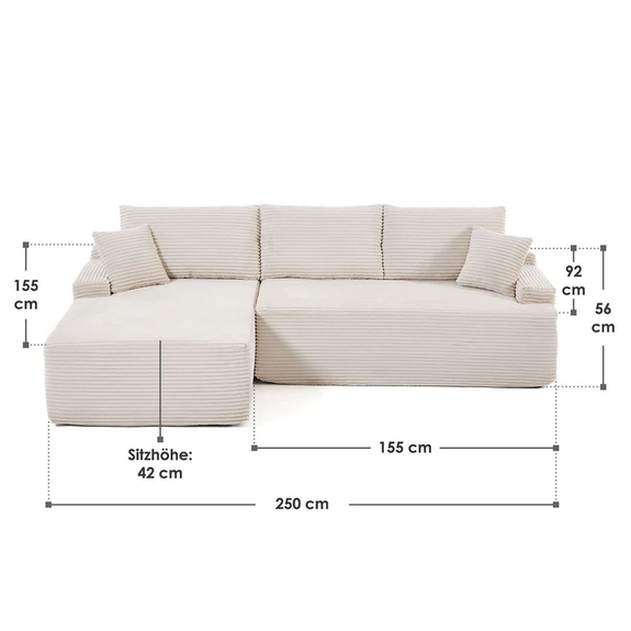 Coredo Bank - Corduroy bekleding - Links - Beige - Afbeelding 7