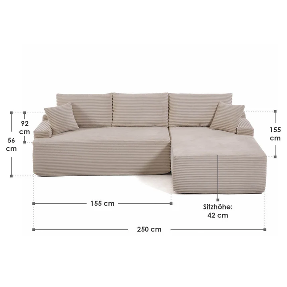 Coredo Bank - Corduroy bekleding - Rechts - Taupe - Afbeelding 7