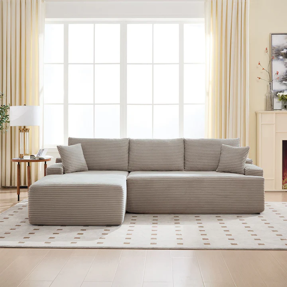 Coredo Bank - Corduroy bekleding - Links - Taupe - Afbeelding 2