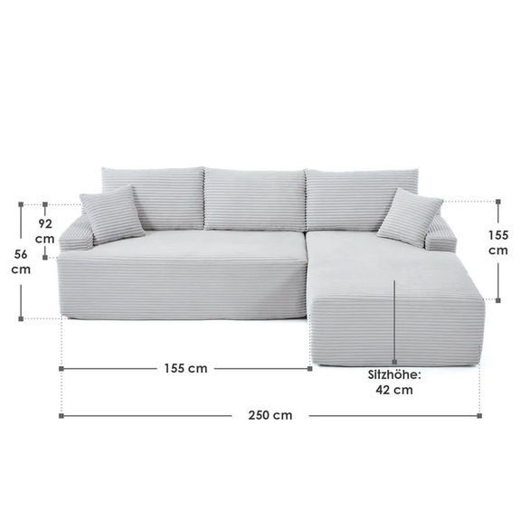 Coredo Bank - Corduroy bekleding - Rechts - Lichtgrijs - Afbeelding 7