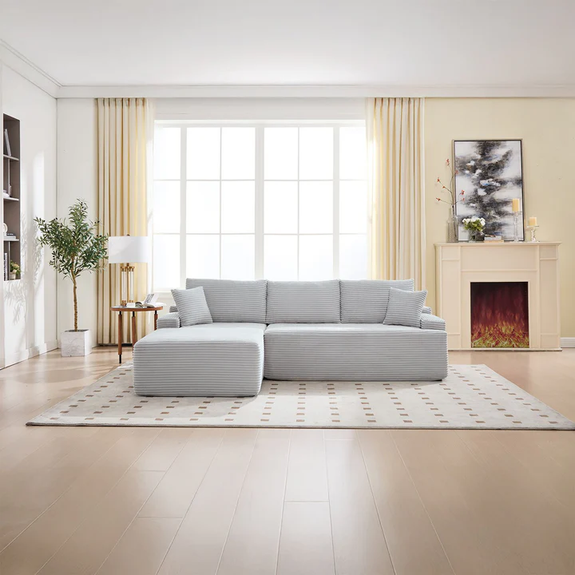 Coredo Bank - Corduroy bekleding - Links - Lichtgrijs - Afbeelding 2