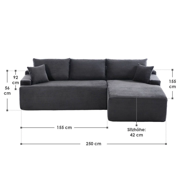 Coredo Bank - Corduroy bekleding - Rechts - Donkergrijs - Afbeelding 7