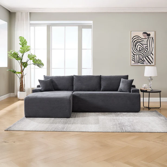 Coredo Bank - Corduroy bekleding - Links - Donkergrijs - Afbeelding 2