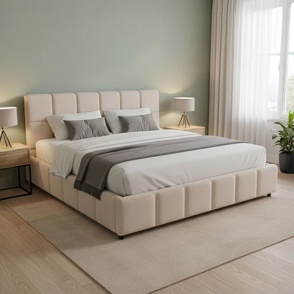 Gestoffeerd Bed Florence - 180x200cm - Beige - Afbeelding 2