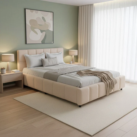 Gestoffeerd Bed Florence - 140x200cm - Beige - Afbeelding 2