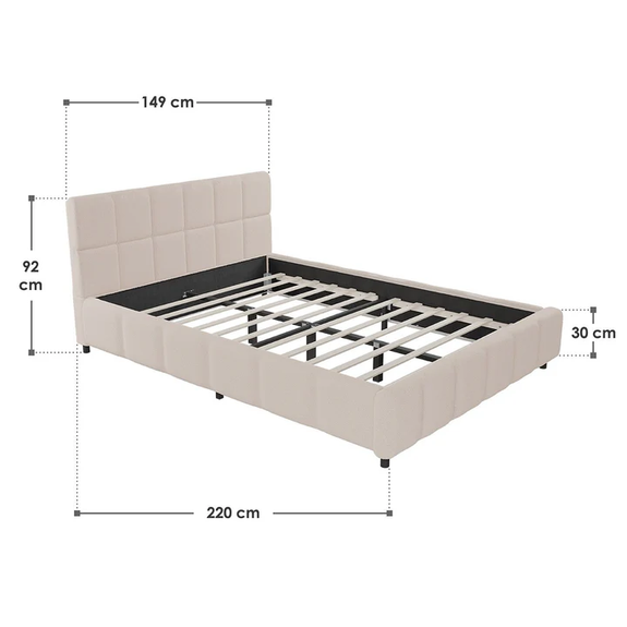 Gestoffeerd Bed Florence - 140x200cm - Beige - Afbeelding 7