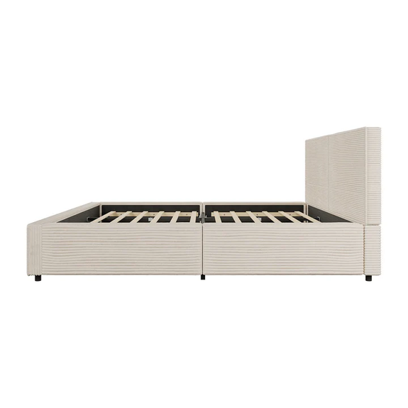 Gestoffeerd Bed Salerno - Corduroy - 180x200cm - Beige - Afbeelding 6