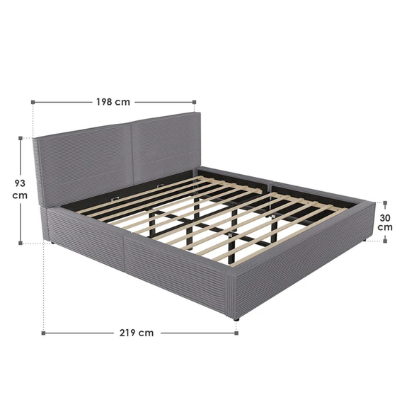 Gestoffeerd Bed Salerno - Corduroy - 180x200cm - Grijs - Afbeelding 7