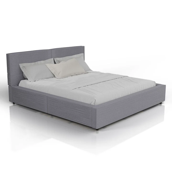Gestoffeerd Bed Salerno - Corduroy - 180x200cm - Grijs - Afbeelding 1