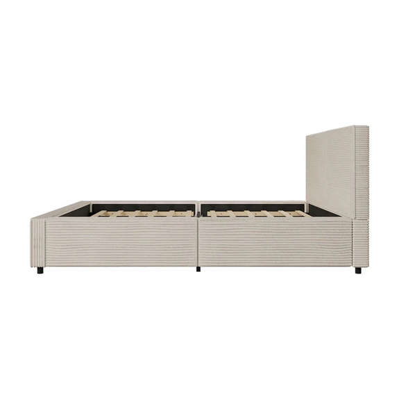 Gestoffeerd Bed Salerno - Corduroy - 140x200cm - Beige - Afbeelding 6