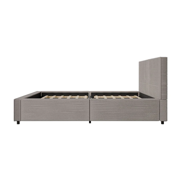 Gestoffeerd Bed Salerno - Corduroy - 140x200cm - Taupe - Afbeelding 6