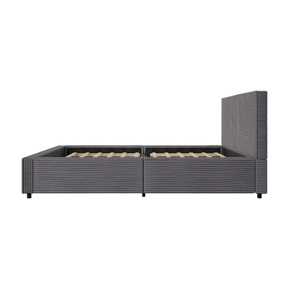 Gestoffeerd Bed Salerno - Corduroy - 140x200cm - Grijs - Afbeelding 6