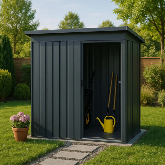 Metalen Gereedschapsschuur / Tuinschuur / Berging - Incl. funderingsframe - Donkergrijs - Afbeelding 2
