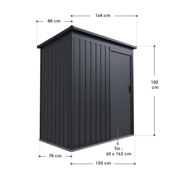 Metalen Gereedschapsschuur / Tuinschuur / Berging - Incl. funderingsframe - Donkergrijs - Afbeelding 7