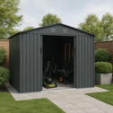 Metalen gereedschapsschuur / Tuinschuur / Berging XL - Incl. Funderingsframe - Donkergrijs