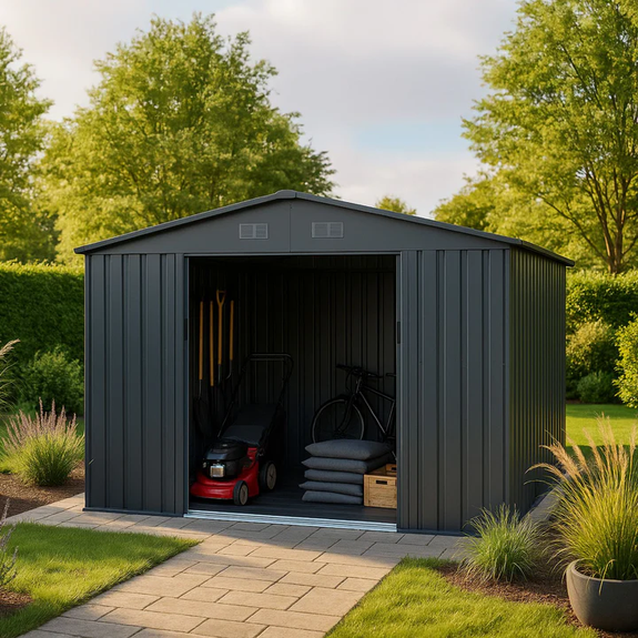 Metalen gereedschapsschuur / Tuinschuur / Berging XXL - Incl. Funderingsframe - Donkergrijs - Afbeelding 2