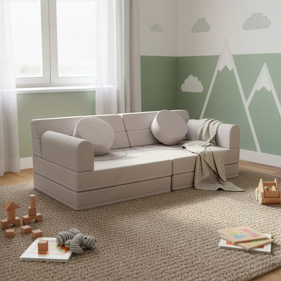 Kinderbank Kayo - Corduroy - Incl. Kussens - Beige - Afbeelding 2