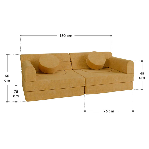 Kinderbank Kayo - Corduroy - Incl. Kussens - Geel - Afbeelding 7
