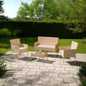 Tuinset / Loungeset Fort Myers - 4-delig - polyrotan - Crème / Zand