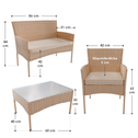Tuinset / Loungeset Fort Myers - 4-delig - polyrotan - Crème / Zand