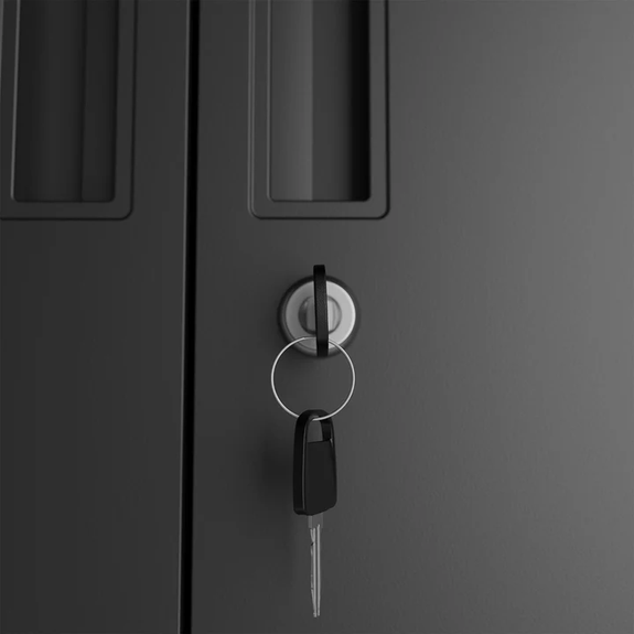 Metalen Archiefkast / Kantoorkast - Incl. slot en 2 sleutels - Zwart - Afbeelding 3