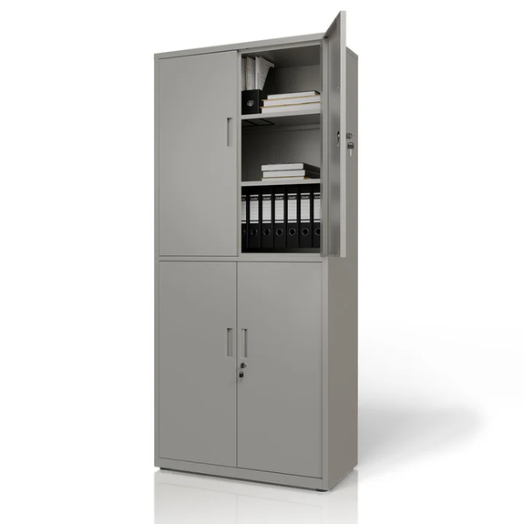 Metalen Archiefkast / Kantoorkast - Incl. slot en 2 sleutels - Lichtgrijs - Afbeelding 1