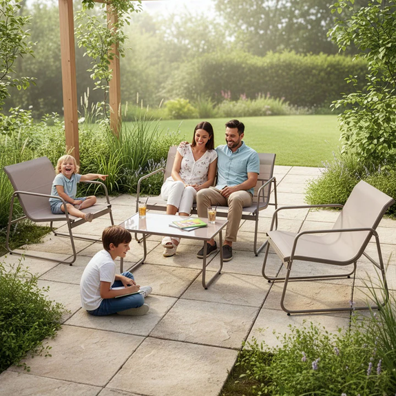 Tuinset / Tuinmeubelset / Loungeset Genua - 4-delig - Zand - Afbeelding 2