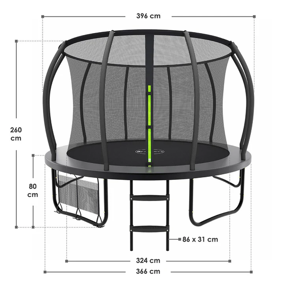 Trampoline / Buitentrampoline L - Incl. Veiligheidsnet en Randbescherming - Ø366 cm - Afbeelding 7
